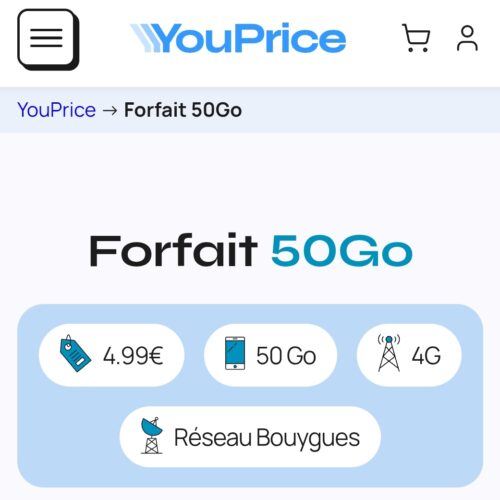 mini forfait Youprice Bouygues 50Go