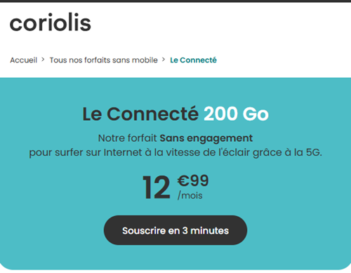 Coriolis forfait 5G 200Go