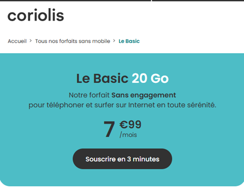 Coriolis forfait 5G 20go