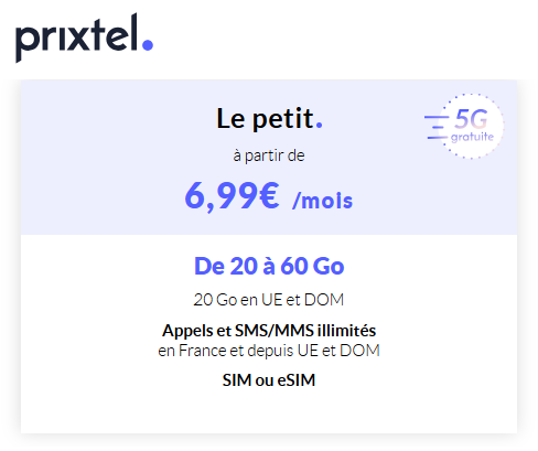 Prixtel forfait 5G Le Petit