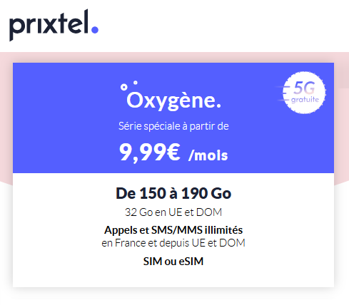 Prixtel forfait 5G Oxygene