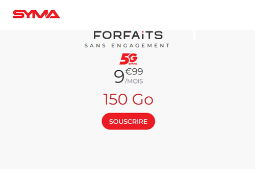 Syma forfait 5G 150Go