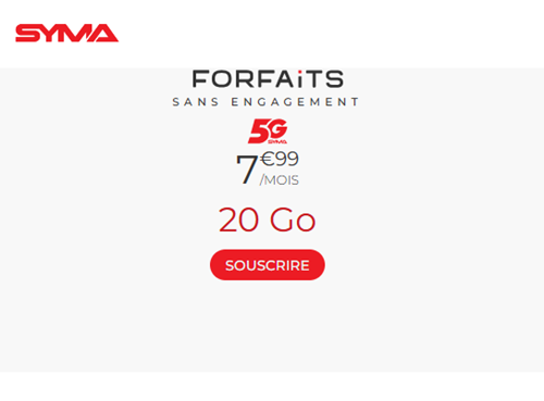 Syma forfait 5G 20Go