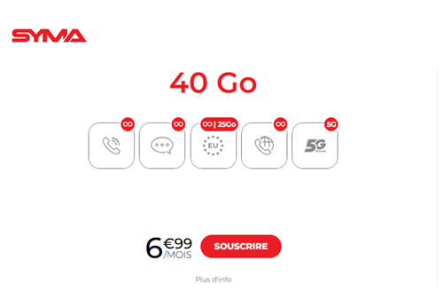 Syma forfait 5G 40go