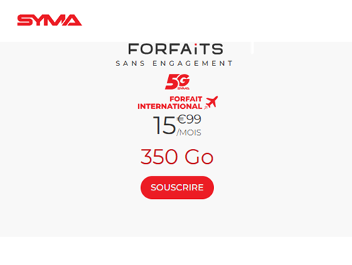Syma forfait Voyage 350Go