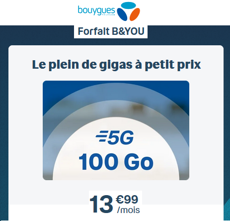 BandYou forfait 5G 100Go