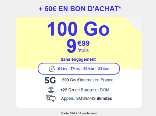 CDiscount forfait 5G 100Go avec Bon d'achat