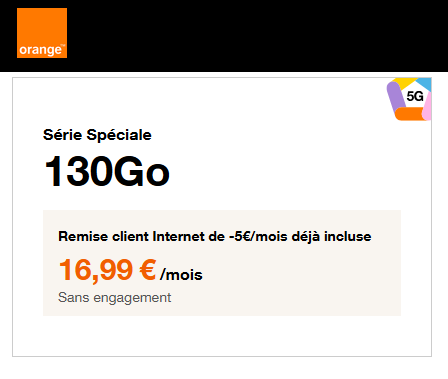 Clients Orange forfait 5G 130Go
