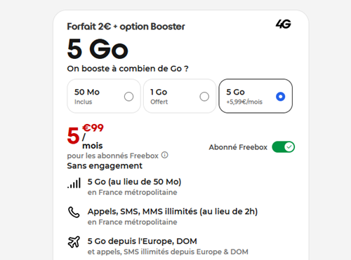 Free forfait 5Go