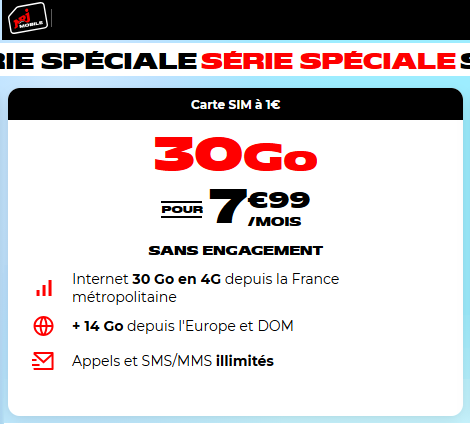 NRJ Mobile forfait 30Go 8€