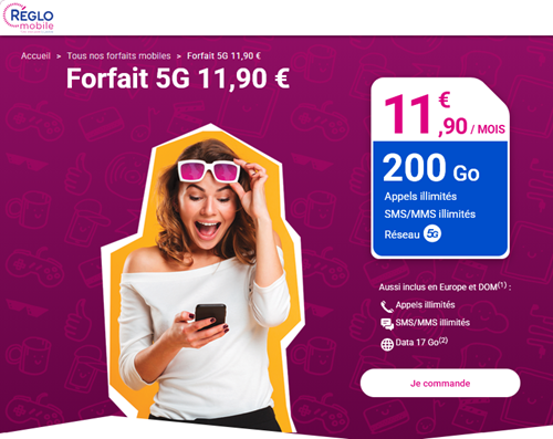Réglo forfait 5G 200Go