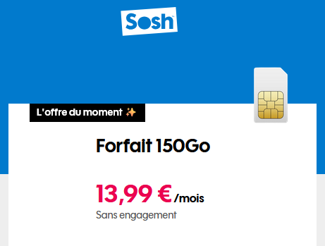 Sosh forfait 150Go 14€