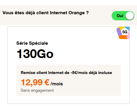 Série Spéciale Orange 5G 130Go