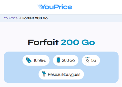 Youprice forfait Bouygues 200Go