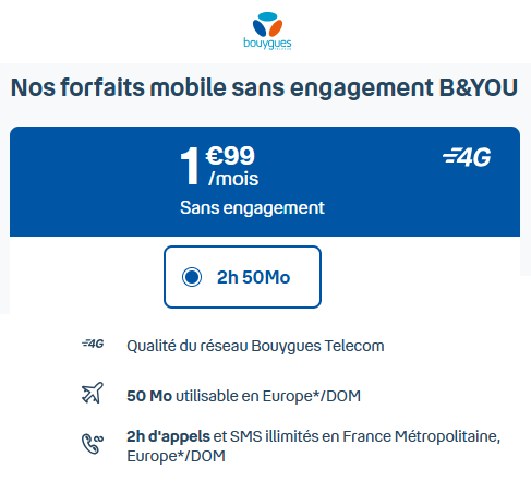 BandYou forfait 2 euros