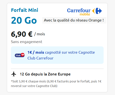 Carrefour Mobile forfait 20Go