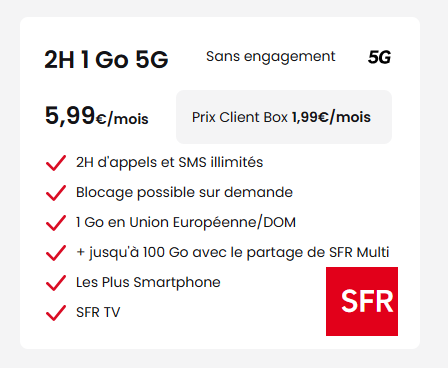 SFR forfait 5G 5Go